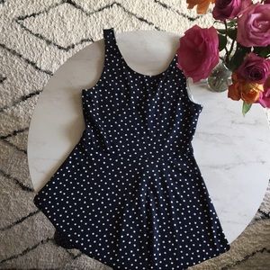 Navy& White Polka Dot A-Line Dress- H&M